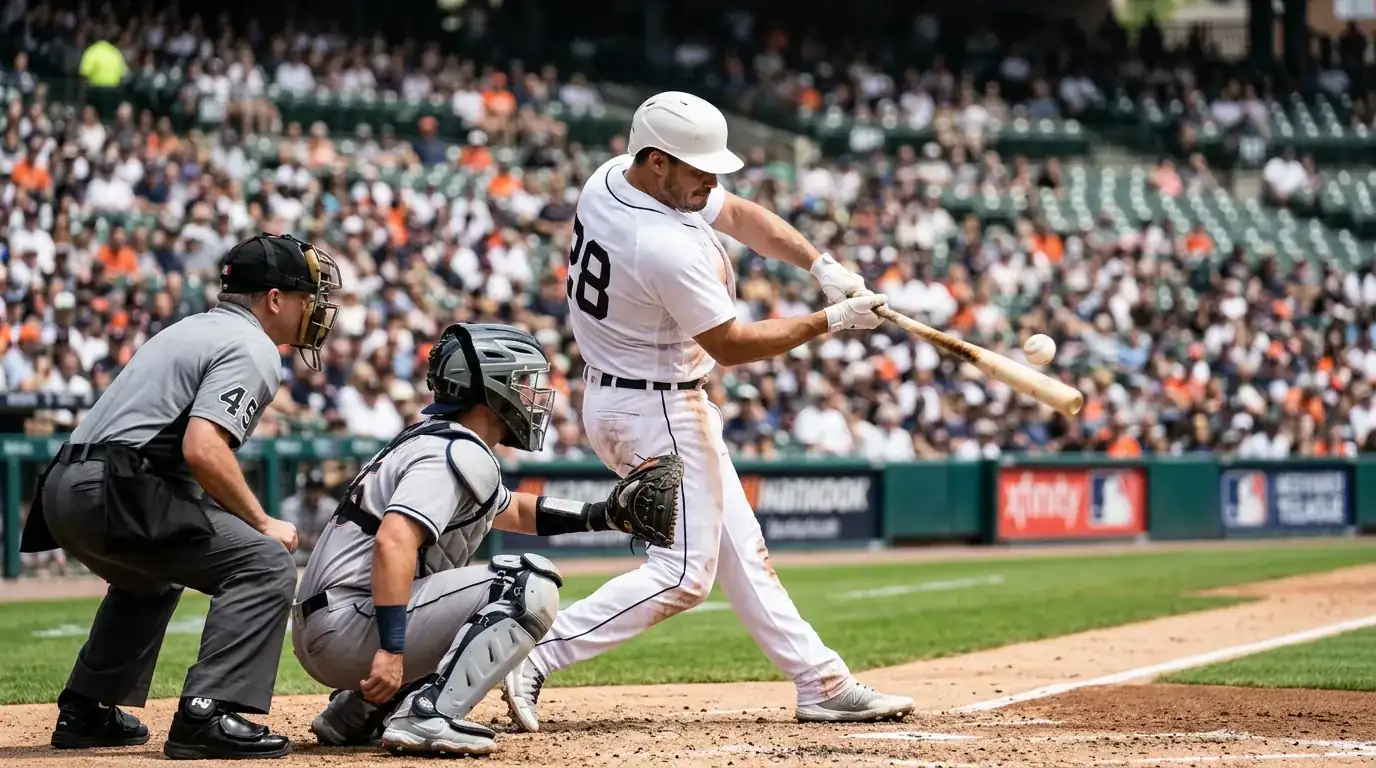MLB батър изпраща line drive в дясно поле — момент, който повишава отборния тотал в Over залог