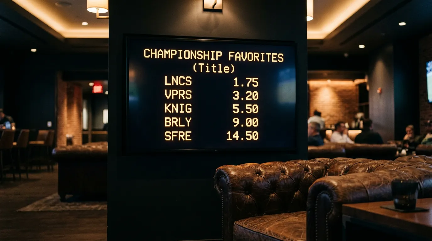 Sportsbook табло със списък на фаворитите за World Series — изместени коефициенти заради звездни играчи