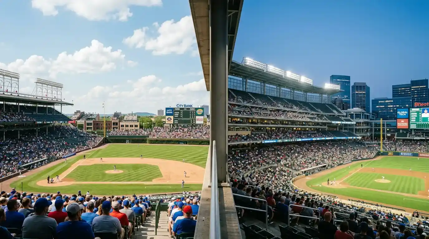 Две различни MLB стадиона един до друг — илюстрация на разликата в park factor между арените