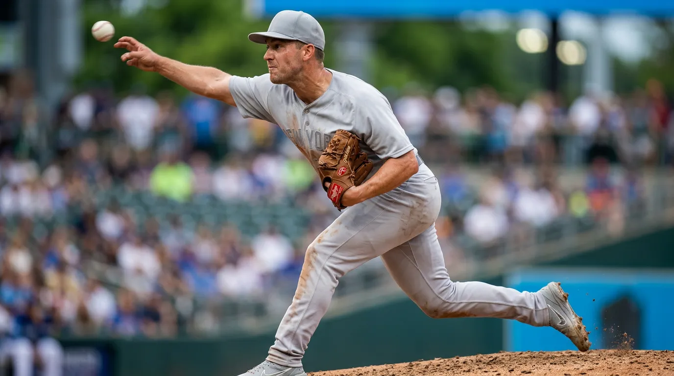 Питчър доставя бърз бросък — основна сцена при strikeout player props в MLB